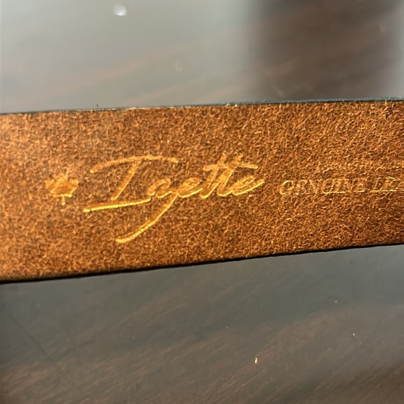 IZETTE Croc Embossed Leather Belt with Double C Two Tone Belt Buckle - Picture 7 of 15